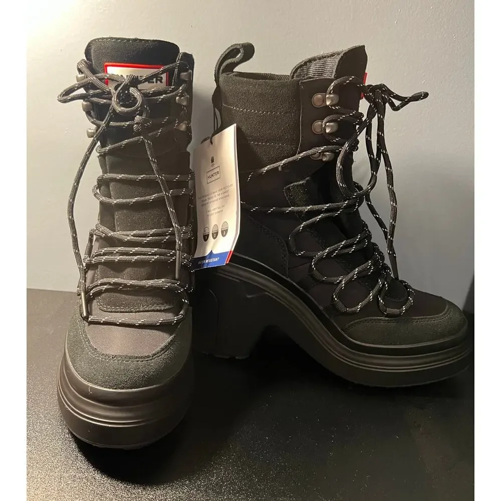 NWT Hunter Womens Discoverer Mid Lace-UP Leather Heel Boot - Picture 2 of 14